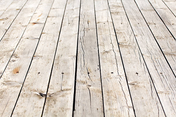 istock Old wooden floor with cracks and knots 495915897