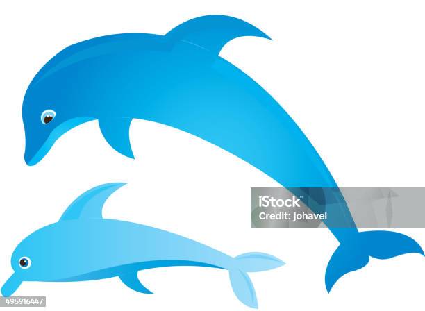 Niebieski Delfin - Stockowe grafiki wektorowe i więcej obrazów Delfin - Delfin, Dowcip rysunkowy, Dzikie zwierzęta