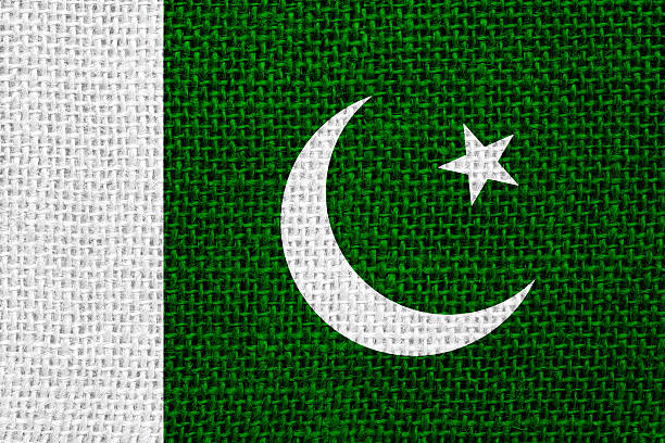 flag of Pakistan or Pakistani banner on linen background