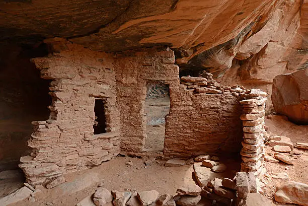 Ancient walls of an Anasazi ruin in southern Utah, American Southwest.