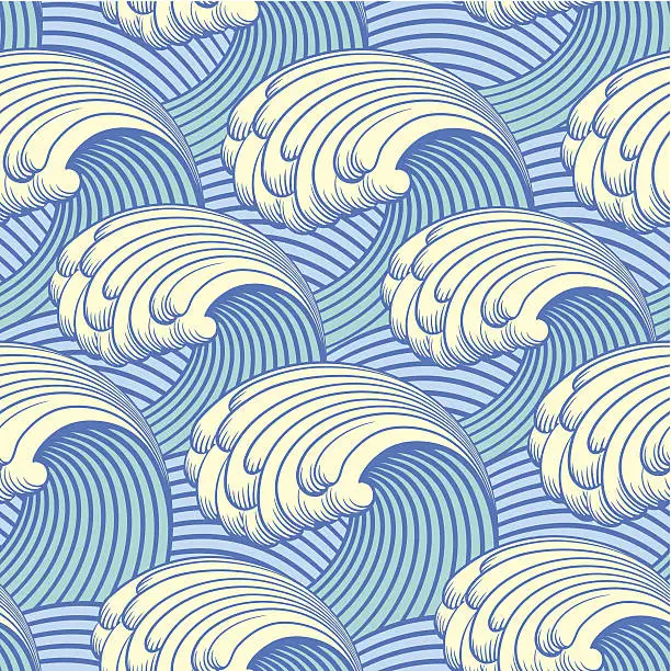 Vector illustration of Seamless pattern with waves