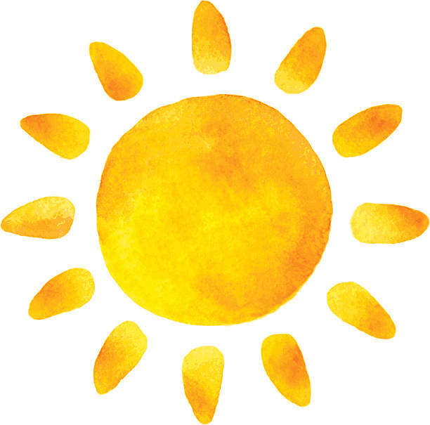 Sun Sun, watercolor image. sun painting stock illustrations