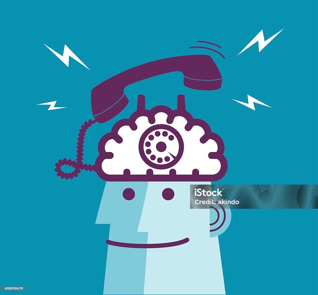 Call Using The Mind Calling Brain Stock Illustration - Download Image Now - Communication ...