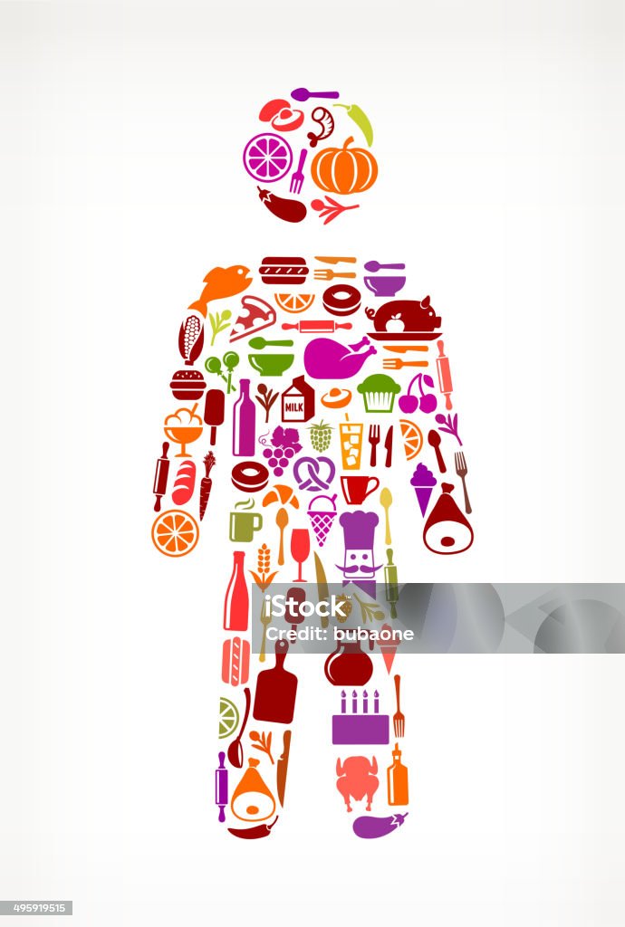 Человек Контурное изображение питание & напиток роялти-фри векторной графики - Векторная графика Белое мясо роялти-фри
