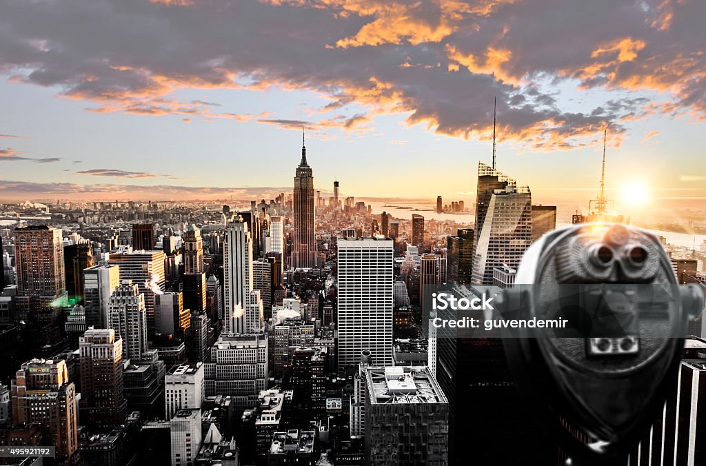 Binoculars with the cityscape of New York Binoculars with the cityscape of New York. Binoculars Stock Photo