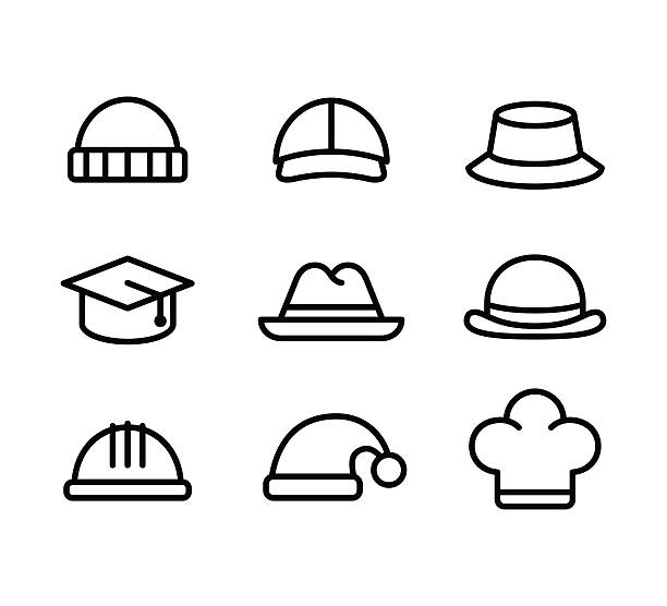 Hat line icons Line icon set of hats: casual, formal and professional. Isolated vector illustration. preppy fashion stock illustrations