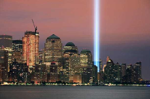 istock Ground zero memorial beams of light 495921934
