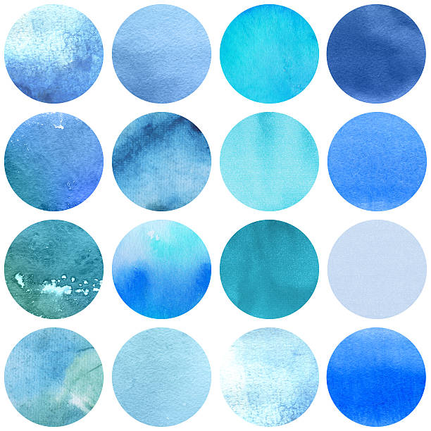 акварель круги коллекции blue цвета. - pattern seamless textured effect image stock illustrations