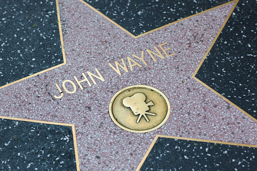 Los Angeles, USA - September 8, 2012: John Wayne memorial on the famous Hollywood Walk of Fame in Los Angeles, CA, USA.