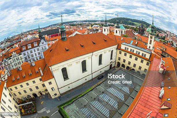 Aerial View Over Prague Stock Photo - Download Image Now - Courtyard, 2015, Aerial View