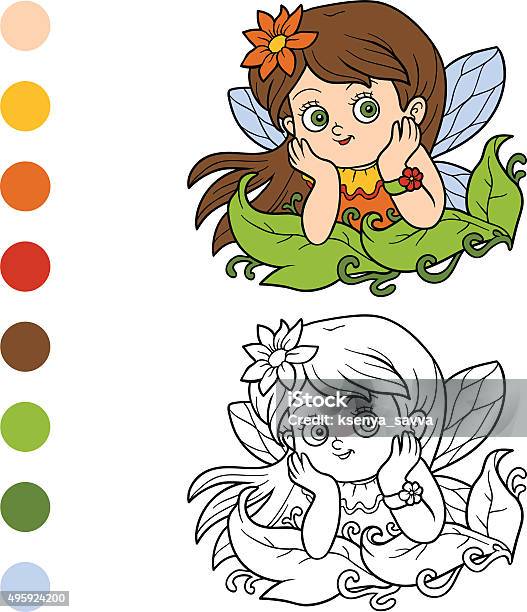 Coloring Book For Children Little Fairy Stock Illustration - Download Image Now - Coloring, Fairy, 2015
