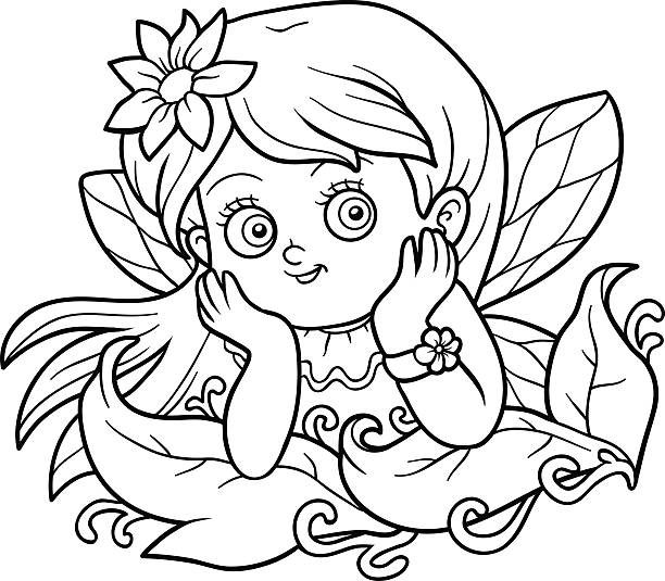 ilustrações, clipart, desenhos animados e ícones de livro de colorir para crianças: pequena fada - fairy cartoon baby girls little girls