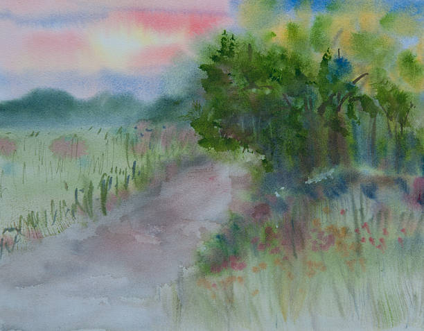 istock Beautiful landscape, watercolor painting 495924600