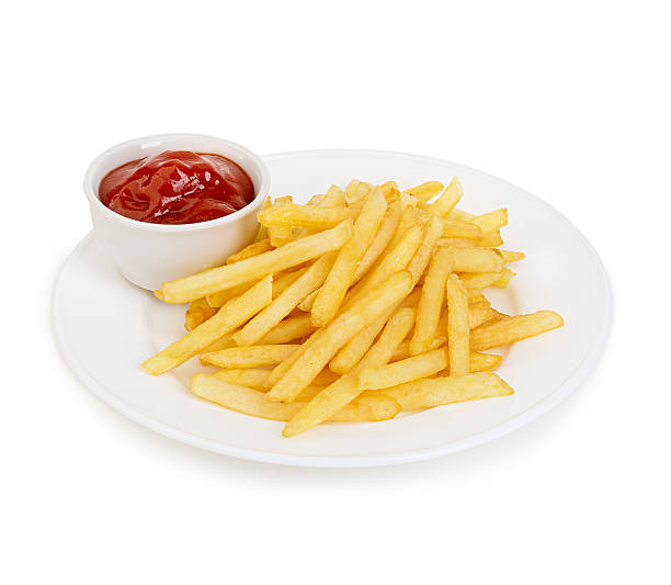 istock Potatoes fries with ketchup close-up isolated on a white background. 495924720