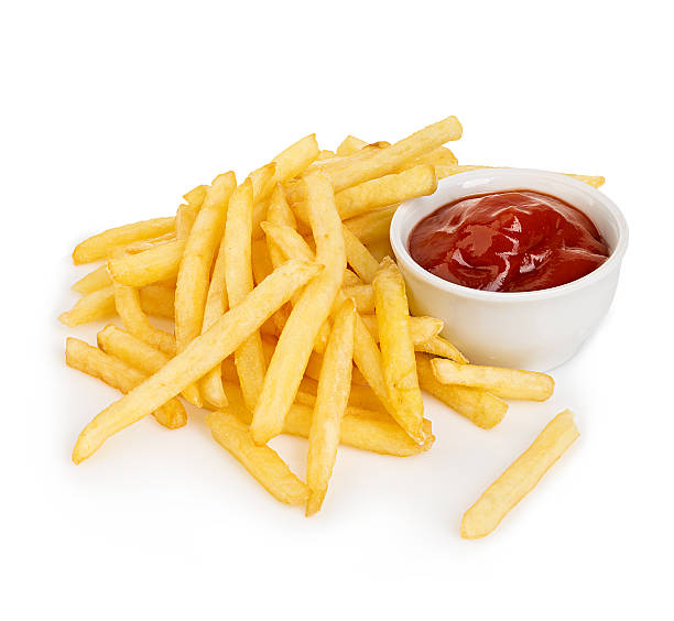 istock Potatoes fries with ketchup close-up isolated on a white background. 495924732