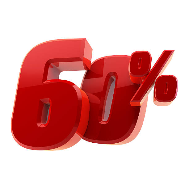 istock Glossy 60% discount symbol isolated on white background 495926596