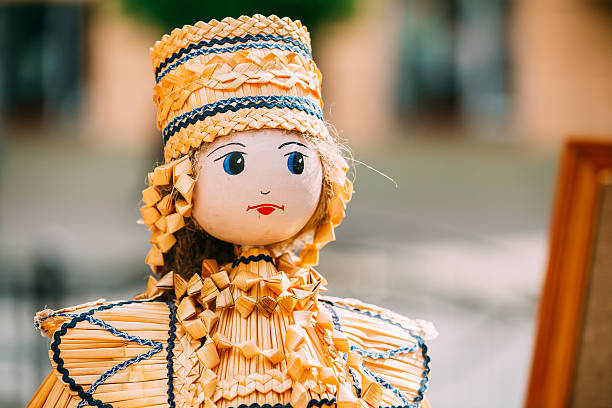 Ukrainian traditional dolls motanka on outdoor market