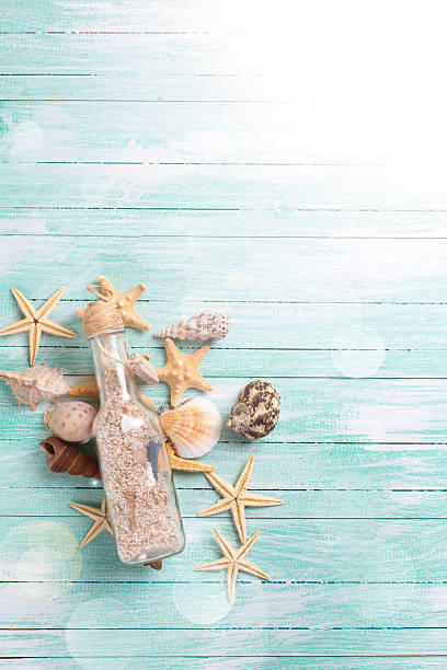 istock Marine items on wooden background. 495928960