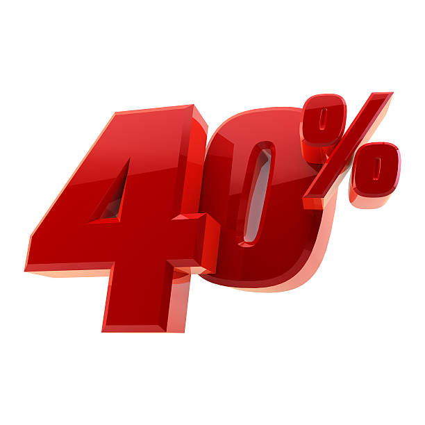 istock Glossy 40% discount symbol isolated on white background 495929624