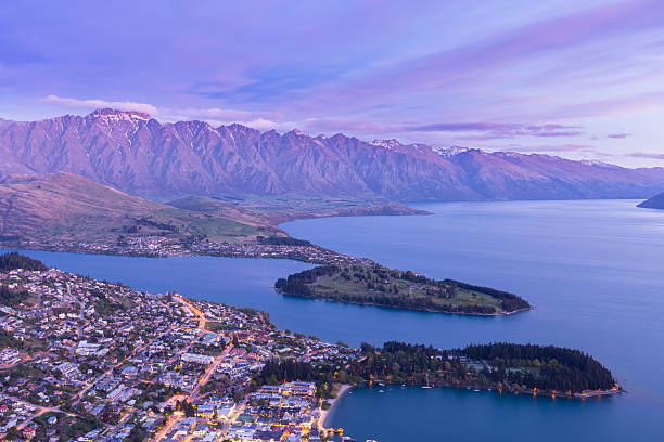 istock Queenstown aerial view at twilight. 495929740
