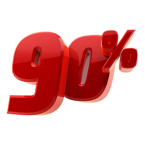 istock Glossy 90% discount symbol isolated on white background 495930642