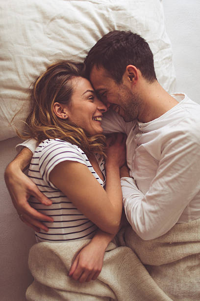 Sweet Mornings Stock Photo - Download Image Now - Bed - Furniture, Couple -  Relationship, High Angle View - iStock