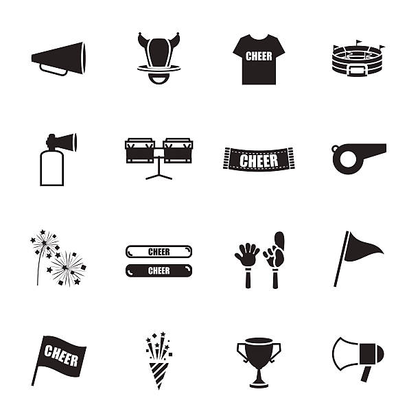 cheer equipment Sports icons set cheer equipment Sports icons set hunting horn stock illustrations