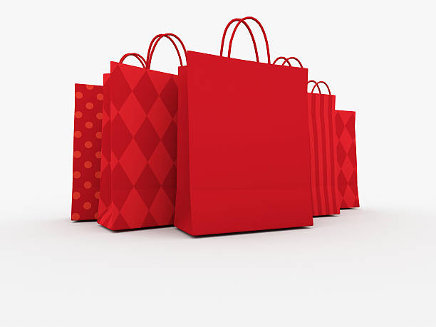 torby na zakupy z wzorem na białym tle - christmas bag shopping bag gift zdjęcia i obrazy z banku zdjęć