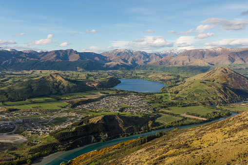 shotover river and Lake Hayes in Queenstown, New Zealand