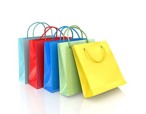 istock Three colorful paper bags for shopping 495933784