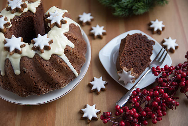istock Chocolate Marble Cake with cinnamon star cookies 495934936