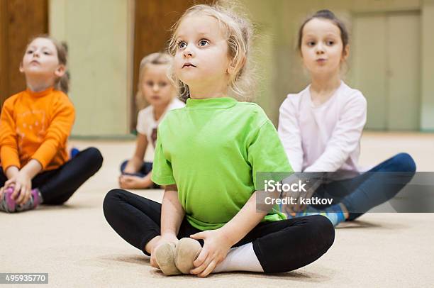 Niños Haciendo Ejercicio En El Gimnasio Foto de stock y más banco de imágenes de Niño - Niño, Bailar, Gimnasia