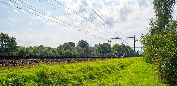 Railroad through the countryside in summer