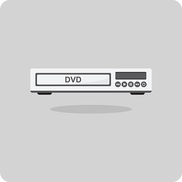 Vector of flat icon, DVD player Vector of flat icon, DVD player on isolated background dvd player stock illustrations