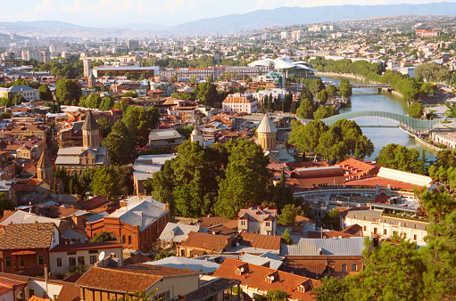 View of Tbilisi at sunset, Georgia country