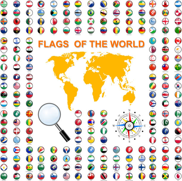 ilustraciones, imágenes clip art, dibujos animados e iconos de stock de conjunto de banderas de estados soberanos mundo. ilustración vectorial. - flag of the world