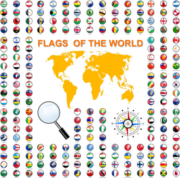 zestaw flagi świata suwerennych członkowskich. ilustracja wektorowa. - libyan flag stock illustrations