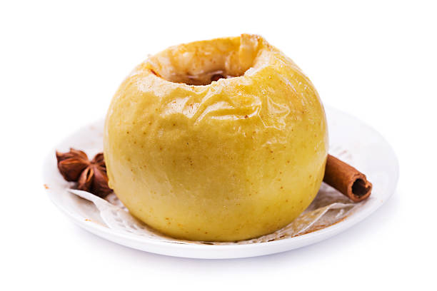 istock Baked apple isolated on a white background 495953398
