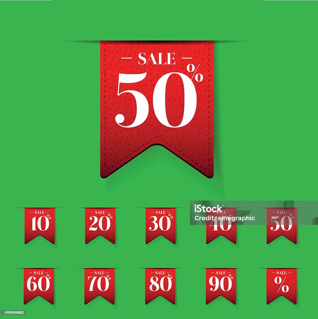 Red Ribbon Sale Vector Set Stock Illustration - Download Image Now