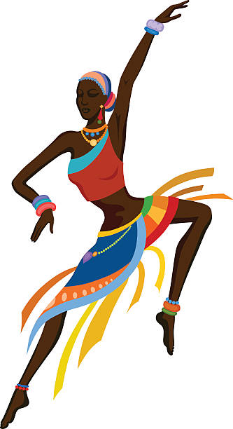 ilustraciones, imágenes clip art, dibujos animados e iconos de stock de baile de mujer africana étnica - ceremonial dancing illustrations