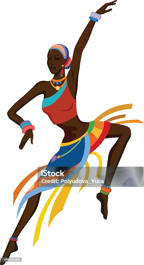 Ethnic dance african woman African woman dancing ritual dance in the bright national costume Dancing stock vector