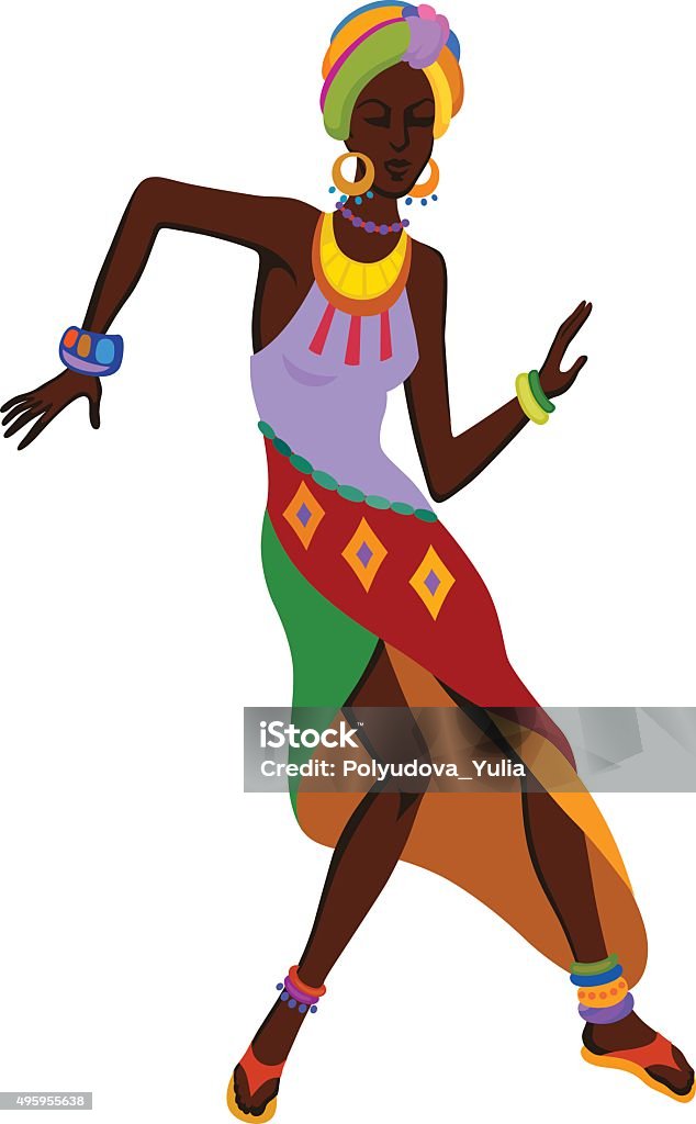 Ethnic dance african woman African woman dancing ritual dance in the bright national costume Africa stock vector