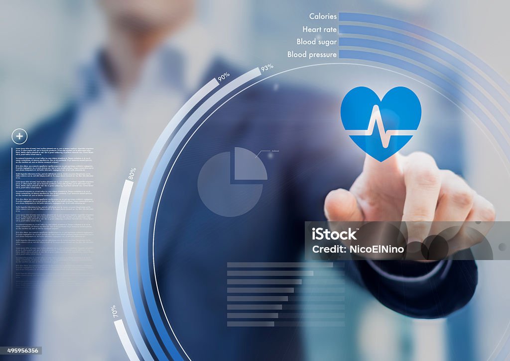 Health application Health application touchscreen interface for improving fitness through personal healthcare Healthcare And Medicine Stock Photo