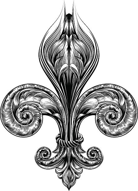 symbol fleur de lis - carved ornament stock-grafiken, -clipart, -cartoons und -symbole