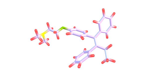 tamoxifeno estrutura molecular isolado a branco - hydrogen molecule white molecular structure imagens e fotografias de stock
