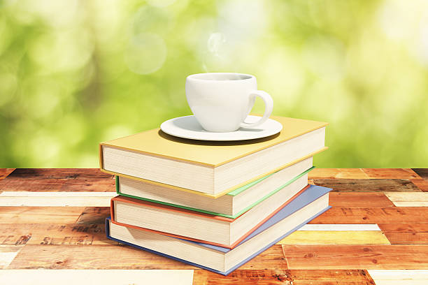 istock Stack of books on a vintage wooden table 495959436