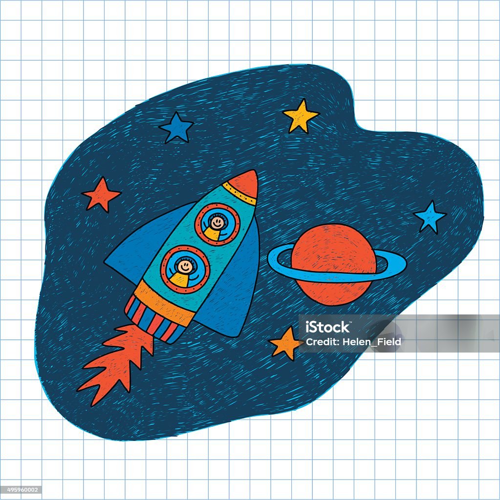 Learning Rocketship Creativity Learning Rocket Ship With Children Stock Illustration ...