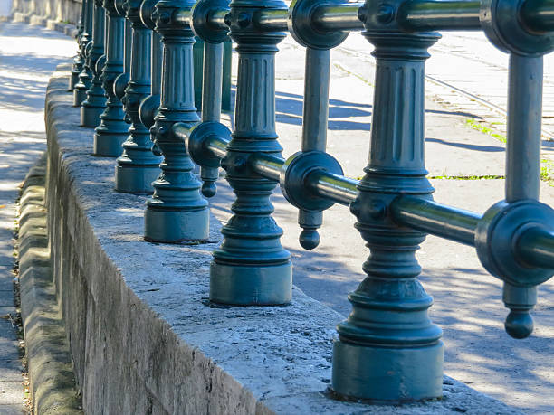 istock Old fence tram tracks along the Danube River 495960582