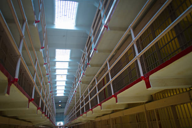 Corridor in Alcatraz Prison stock photo