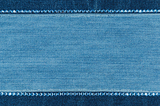 Fashionable  texture,  jeans and blue  rhinestones